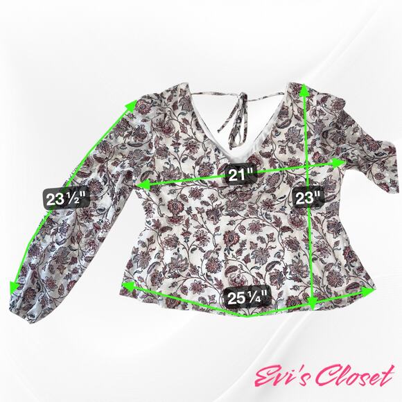 BCX Floral White Pink Embossed Women's Blouse. Rushed V.Neck Sz M. - Picture 9 of 9